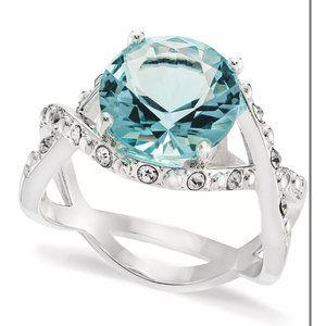 Charter Club Silver-Plate Pavé & Round-Crystal Crisscross Ring Size 7